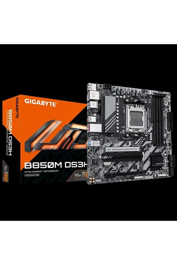 B850M DS3H 8200MHz OC DDR5 Soket AM5 M.2 HDMI DP mATX Anakart - 1