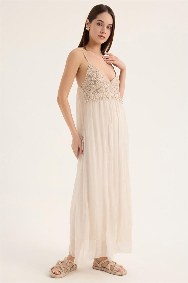 Askı Kup Dantelli Elbise - 3