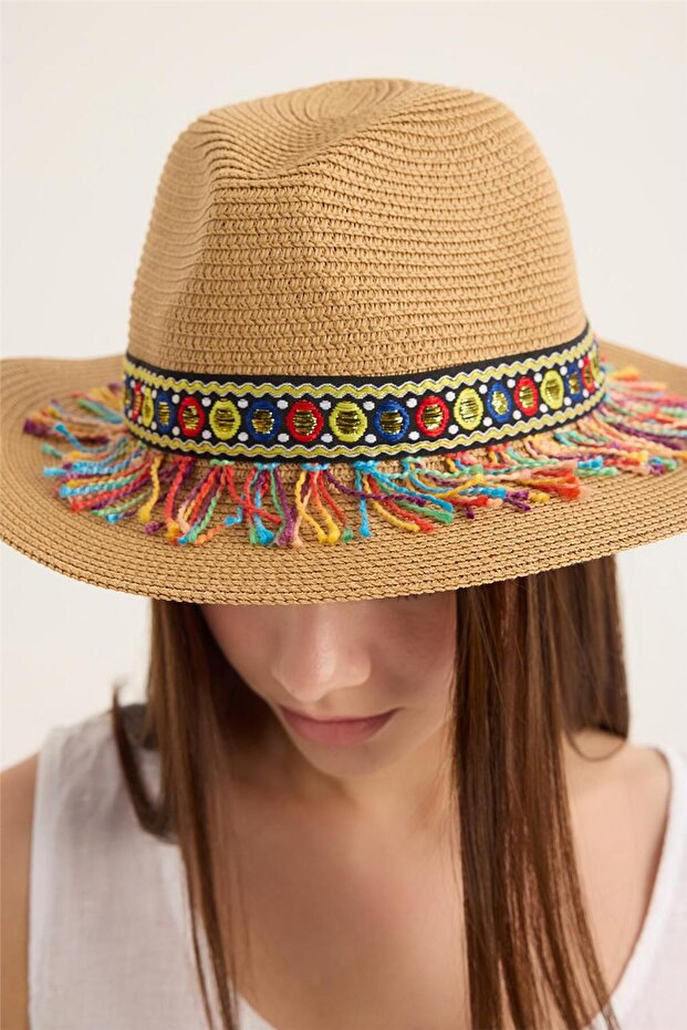 قبعة ملونة مع حواف ورقية - 4