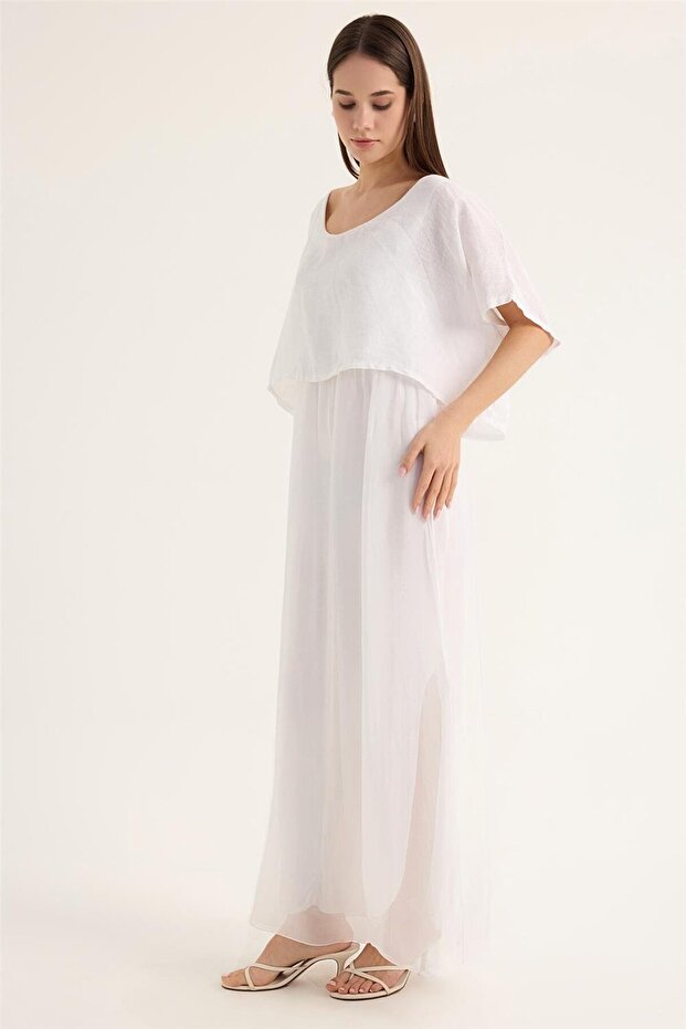 Keten İpek Elbise - 2