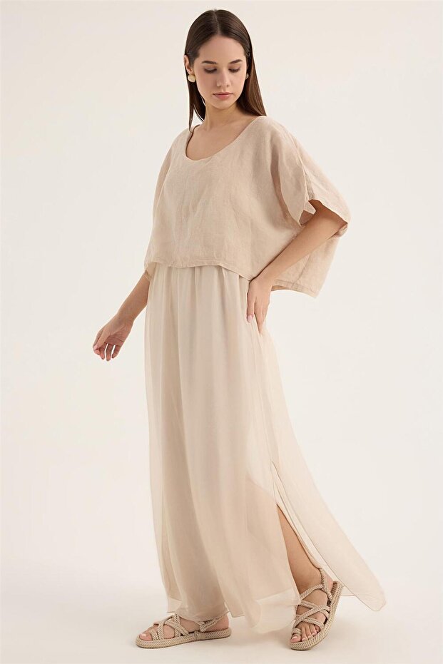 Keten İpek Elbise - 2