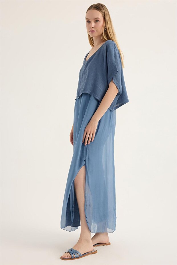 Keten İpek Elbise - 2