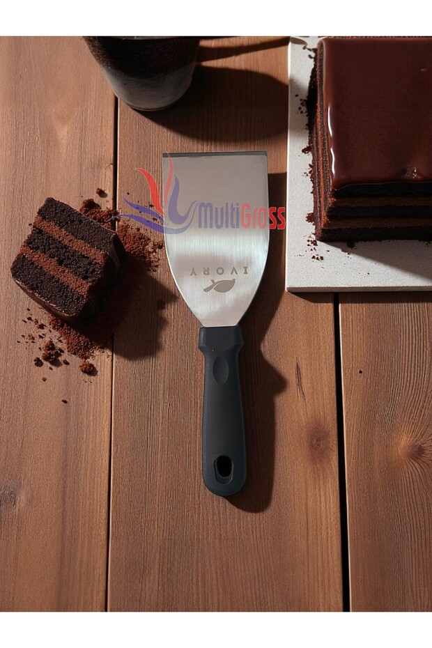 ملعقة حلويات المعكرونة، قطاعة بيتزا، ملعقة فولاذية بمقبض بلاستيكي 8 سم