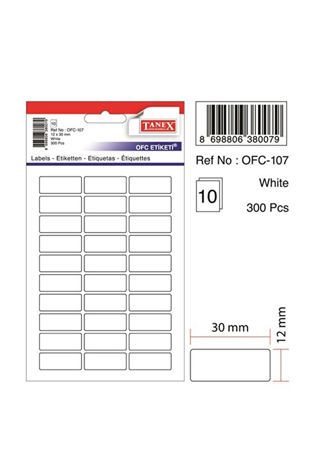 Ofc-107 12X30Mm White Office Label