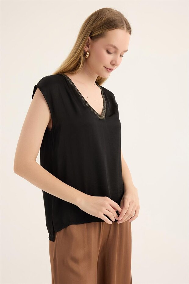 Glitter Ribbed Blouse - 3