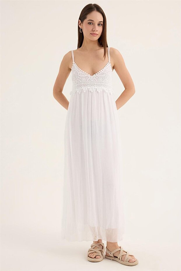 Askı Kup Dantelli Elbise - 1