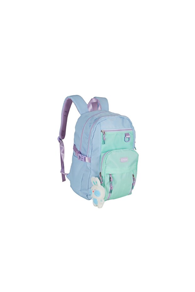 حقيبة ظهر 18 بوصة مع حافظة أقلام رصاص باللون الأزرق - 2