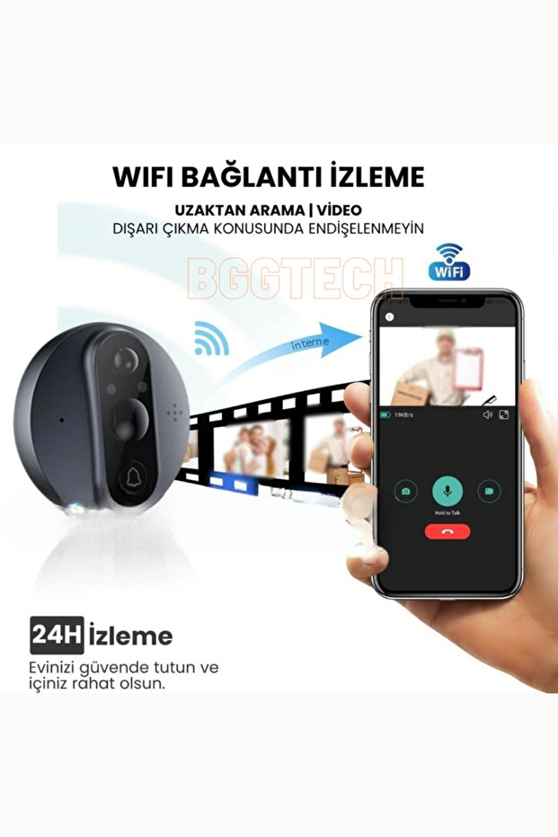 Güvenlik ve Konfor Bir Arada Akıllı Dijital Kapı Dürbünü ve Zil Seti - 6