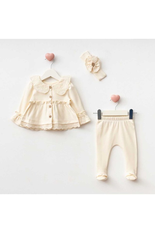 Baby Girls 3-Piece Set – Blouse, Booties Pants and Headband