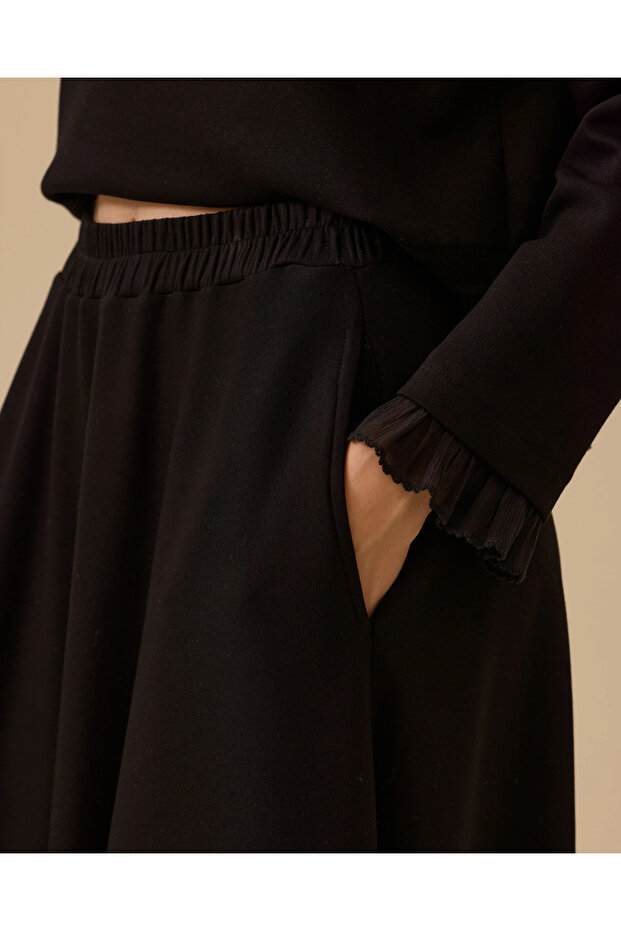 Elastik Bel Cepli Kloş Etek - 3