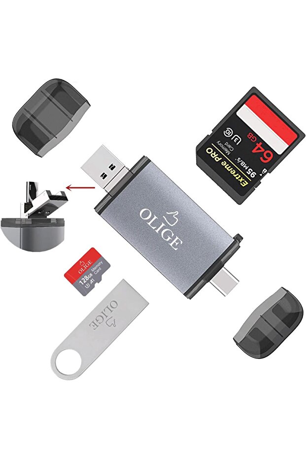 OLIGE SD Card Reader, 6-in-1 Memory Card USB 3.0 Reader - 1