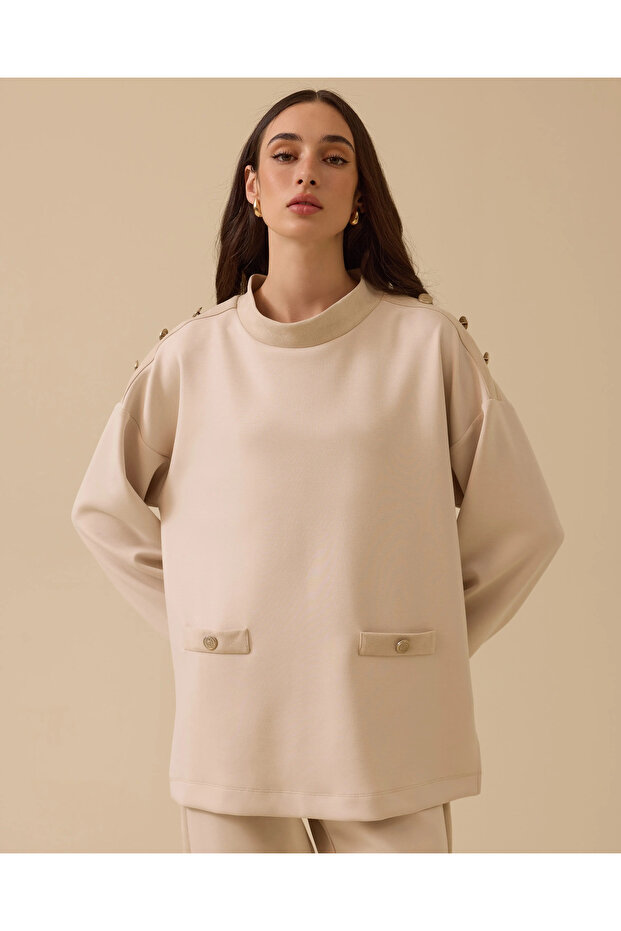 سترة بياقة واقفة وأزرار مفصلة - 2