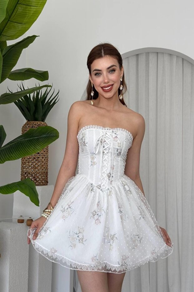 Mini Beyaz Elbise - 6