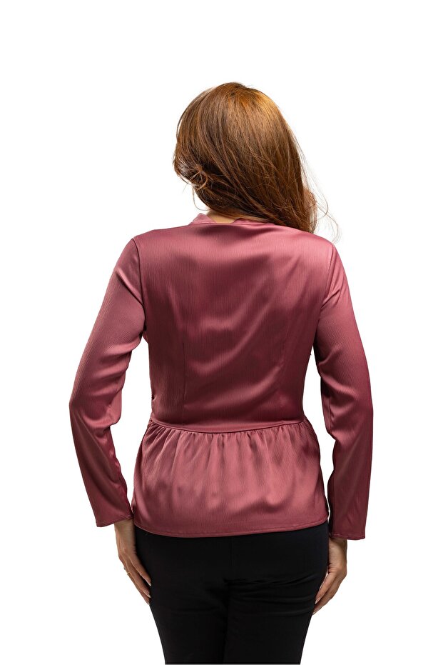بلوزة أناقة الساتان ملفوفة - 4