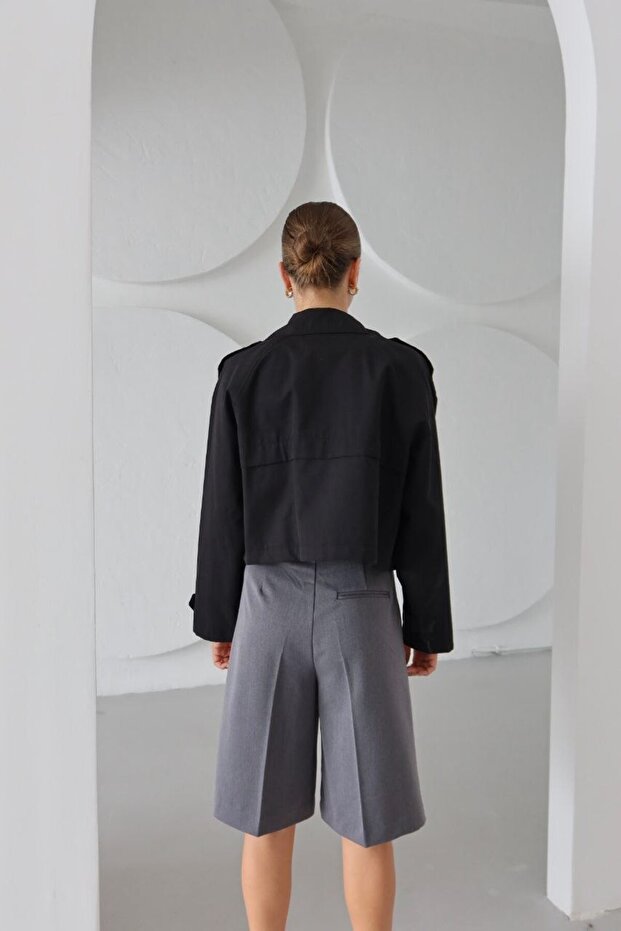 Double Breasted Short Trench - 2