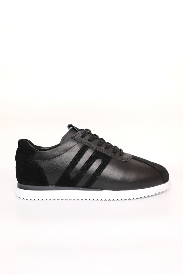 Black and White Nubuck Leather Men's Sneakers - Stylish and Comfortable Men's Sneakers