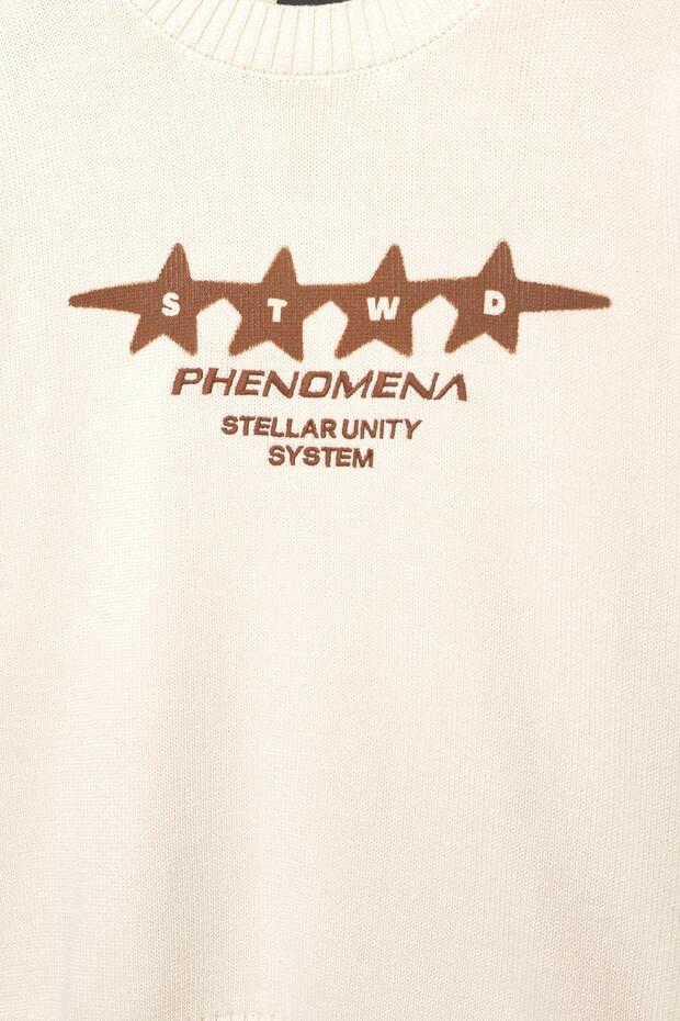 Yazı grafik baskılı kazak - 6