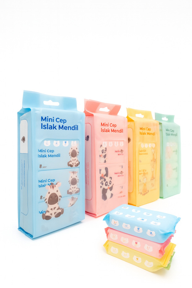 Mini Cep Islak Mendil 1 Paket 8'li | Yeşil | Alkol ve Paraben İçermez | - 5