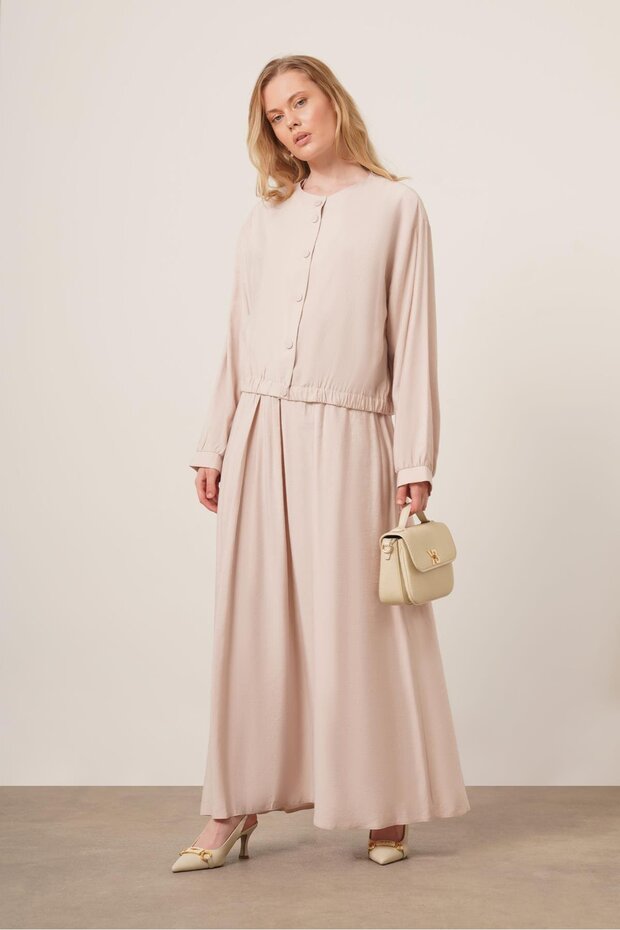 Women's Comfortable Heart Two-Piece Set Beige 31165