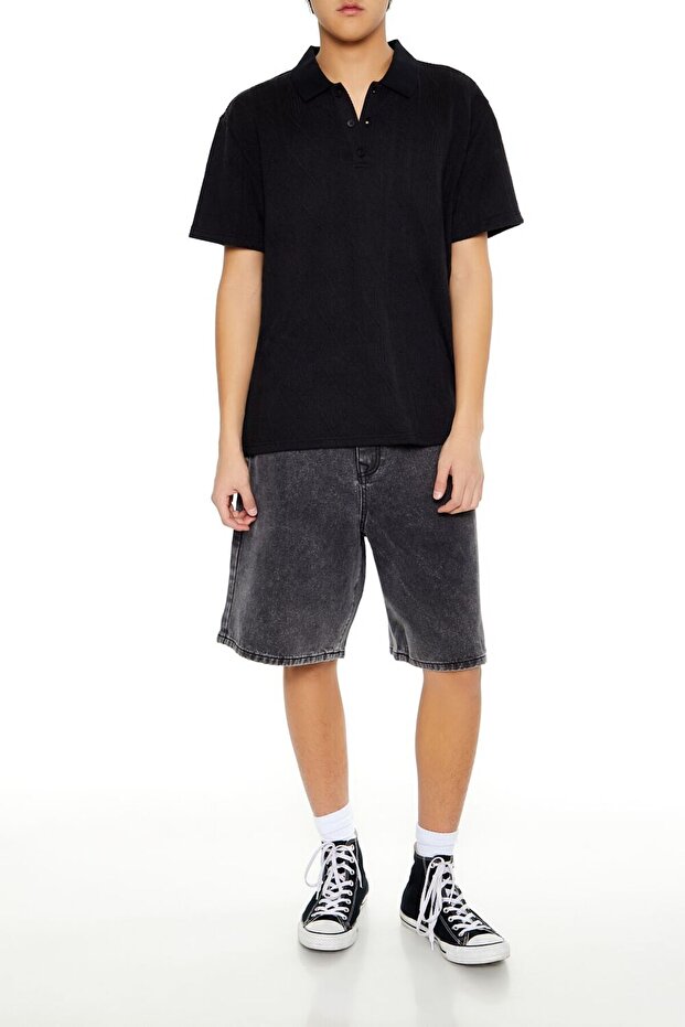 Mid-Rise Denim Baggy Şort - 6