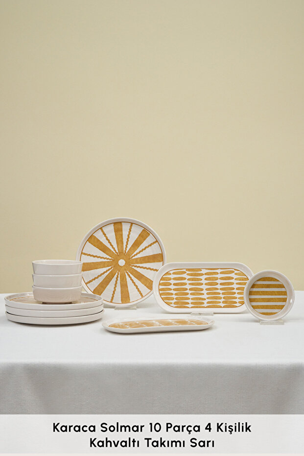 Solmar 10 Parça 4 Kişilik Kahvaltı Takımı Sarı - 4