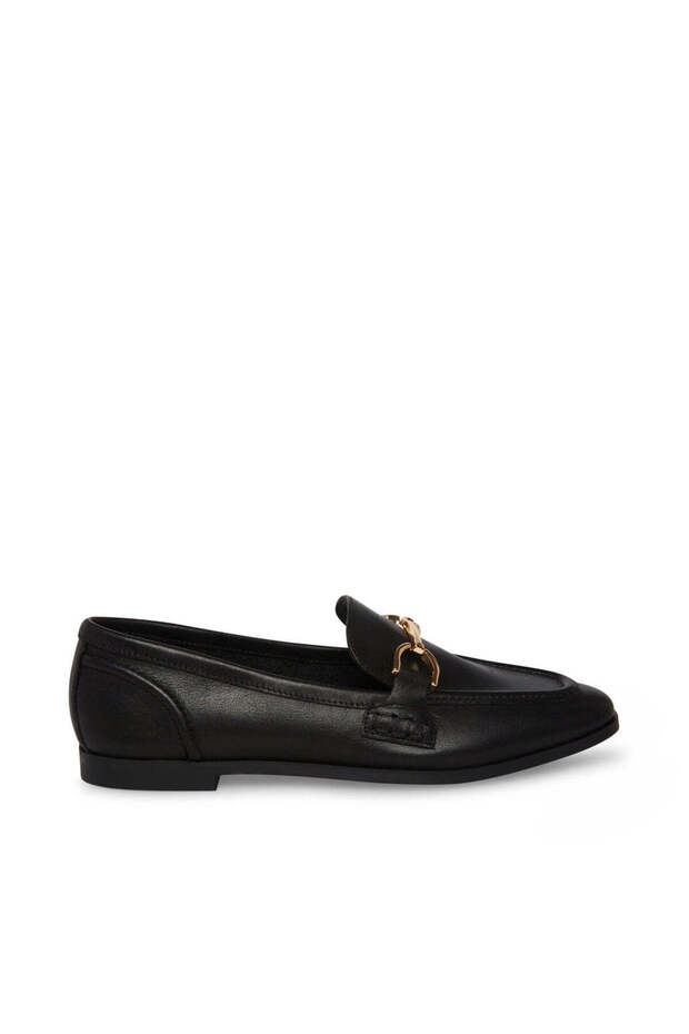 Womens Carrine Black Leather Loafers & Moccasins