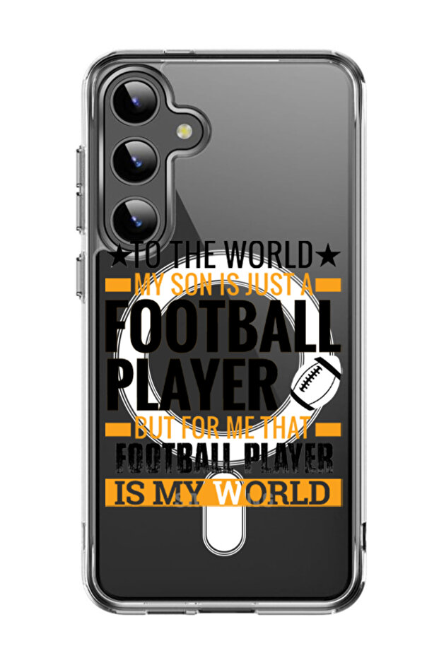 Case for Samsung Galaxy S24 Plus Compatible with MagSafe, Shockproof Cover Football player Black