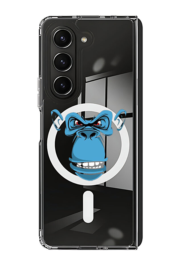 Case for Samsung Galaxy Z Fold 5 Compatible with MagSafe, Shockproof Bumper Case Blue monkey face