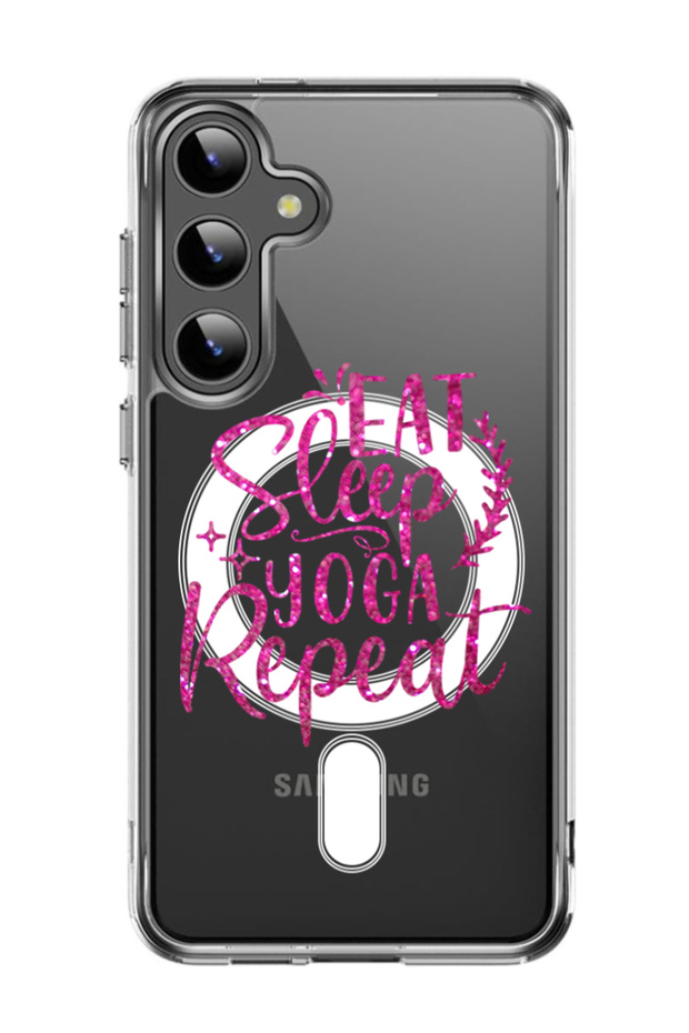 Case for Samsung Galaxy S24 Plus Compatible with MagSafe, Shockproof Cover Eat sleep yoga