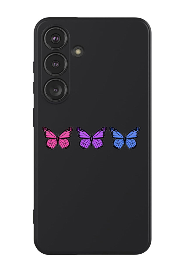 Protective Liquid Silicone Shockproof Case For Samsung Galaxy S24 Plus (Black) - Butterflies