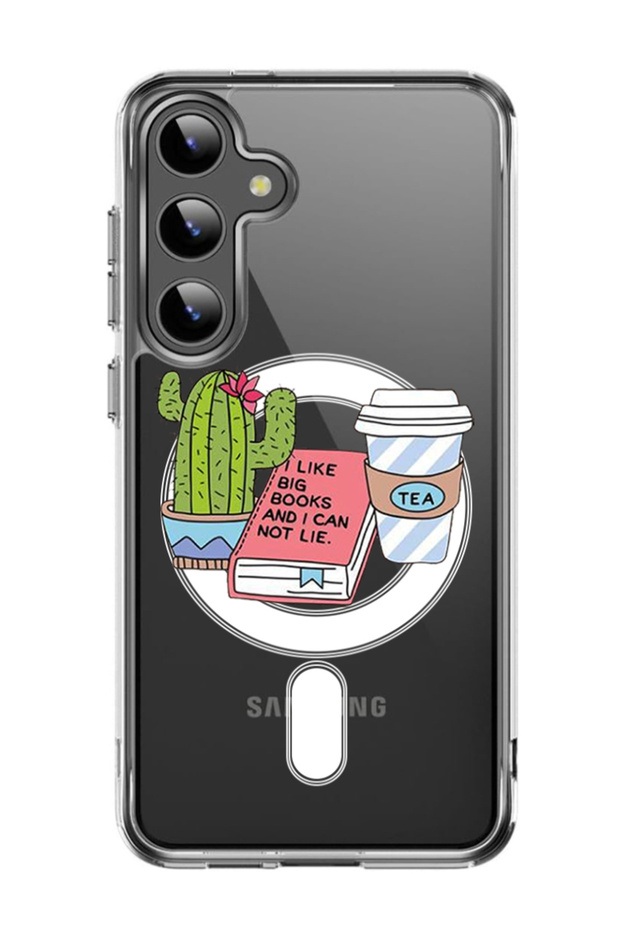 Case for Samsung Galaxy S24 Plus Compatible with MagSafe, Shockproof Cover cactus coffee books