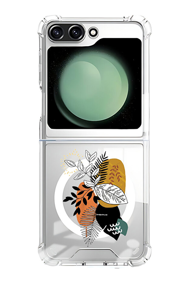 Case for Samsung Galaxy Z Flip 5 Compatible with MagSafe, Shockproof Phone Bumper Cover leaves
