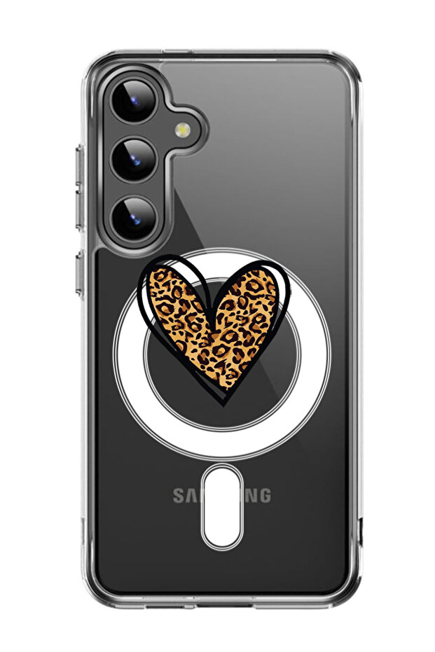 Case for Samsung Galaxy S24 Plus Compatible with MagSafe, Shockproof Cover leopard Print