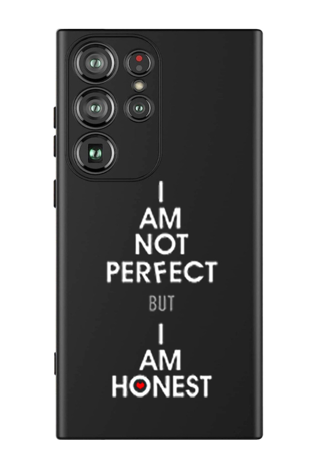 Protective Liquid Silicone Case For Samsung Galaxy S24 Ultra (Black) - i am not perfect but i am