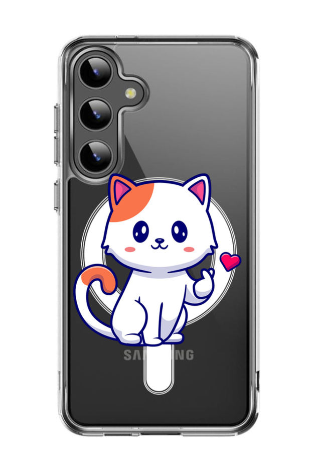 Case for Samsung Galaxy S24 6.2-inch Compatible with MagSafe, Shockproof Phone Bumper Cover Cat love