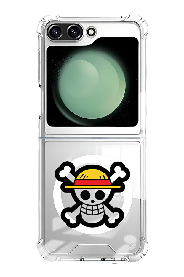 Case for Samsung Galaxy Z Flip 5 Compatible with MagSafe, Shockproof Phone Bumper Cover Skull