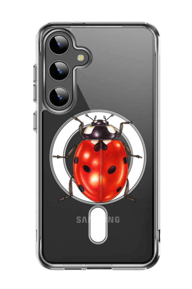 Case for Samsung Galaxy S24 6.2-inch Compatible with MagSafe, Shockproof Phone Bumper Cover ladybug