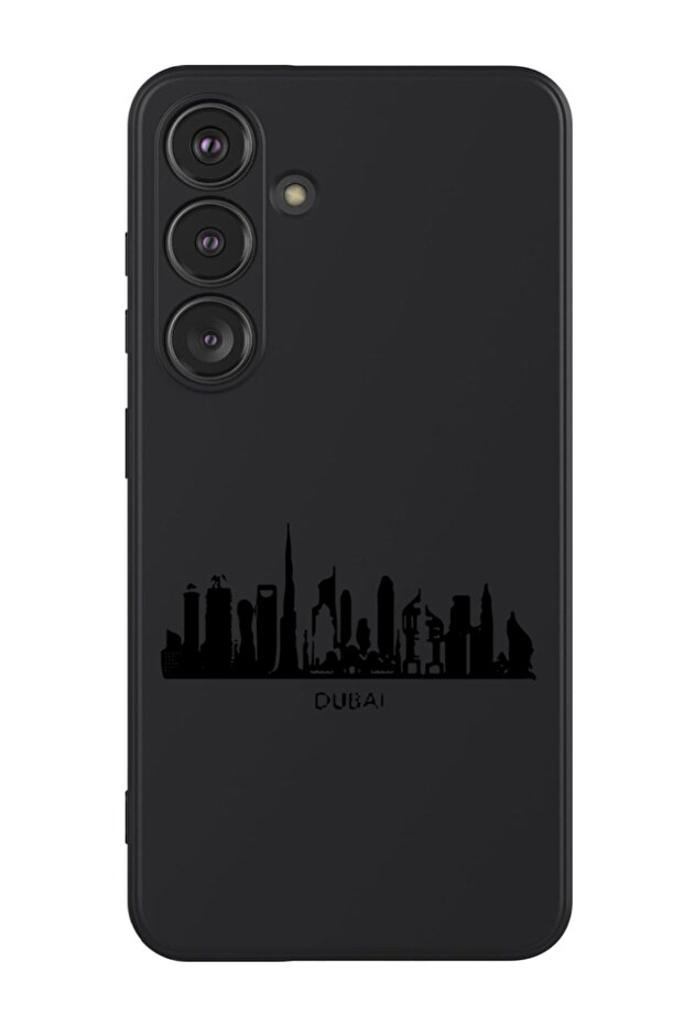 Protective Liquid Silicone Shockproof Case For Samsung Galaxy S24 Plus (Black) - Dubai Skyline