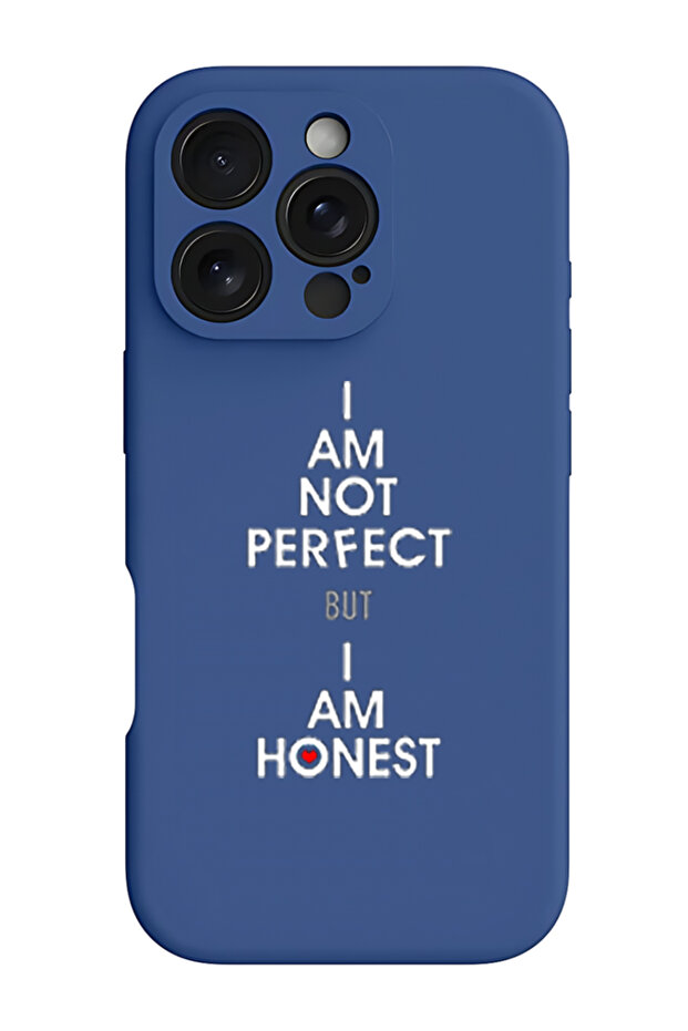 iPhone 16 Pro Blue Protective Liquid Silicone Shockproof Case - i am not perfect but i am honest