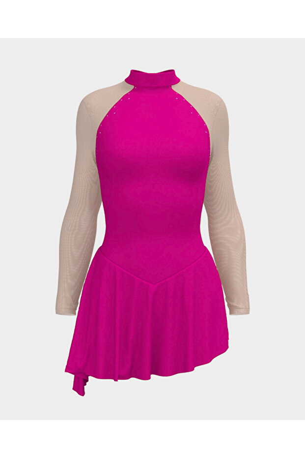 165/Sw Fucsia Lycra & Mesh Detailed Dress
