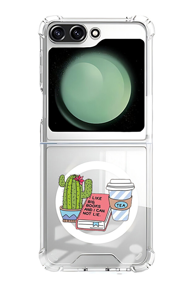 Case for Samsung Galaxy Z Flip 5 Compatible with MagSafe, Shockproof Case cactus coffee books