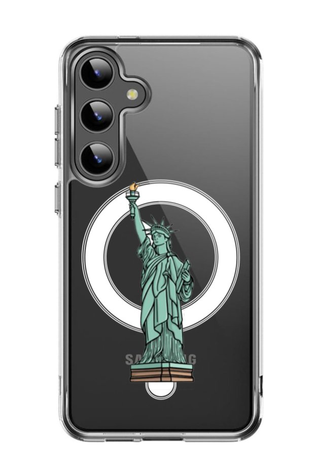 Case for Samsung Galaxy S24 Plus Compatible with MagSafe, Shockproof Bumper Cover Statue of liberty