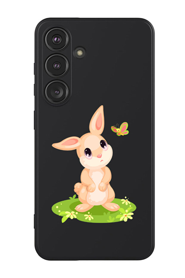 Protective Liquid Silicone Shockproof Case For Samsung Galaxy S24 Plus (Black) - sad rabbit