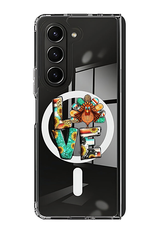 Case for Samsung Galaxy Z Fold 5 Compatible with MagSafe, Shockproof Phone Bumper Cover Love