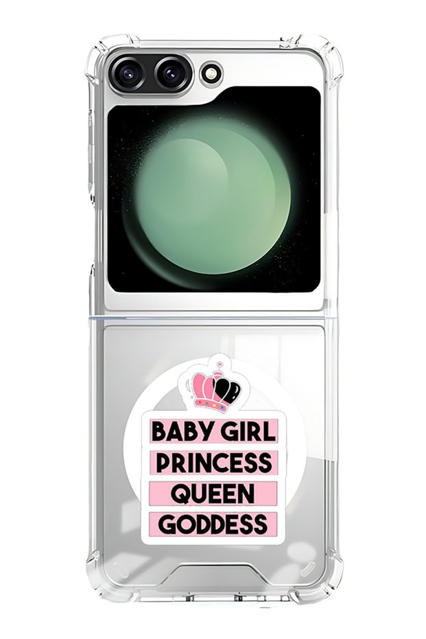 Case for Samsung Galaxy Z Flip 5 Compatible with MagSafe, Bumper Cover Baby Girl Princess white