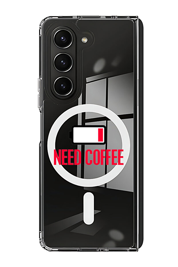 Case for Samsung Galaxy Z Fold 5 Compatible with MagSafe, Shockproof Phone Bumper Cover Need Coffee