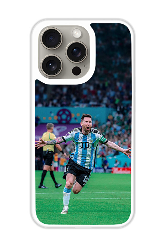 Protective Case Cover For APPLE IPHONE 15 Pro Max Messi 5 (White Bumper)