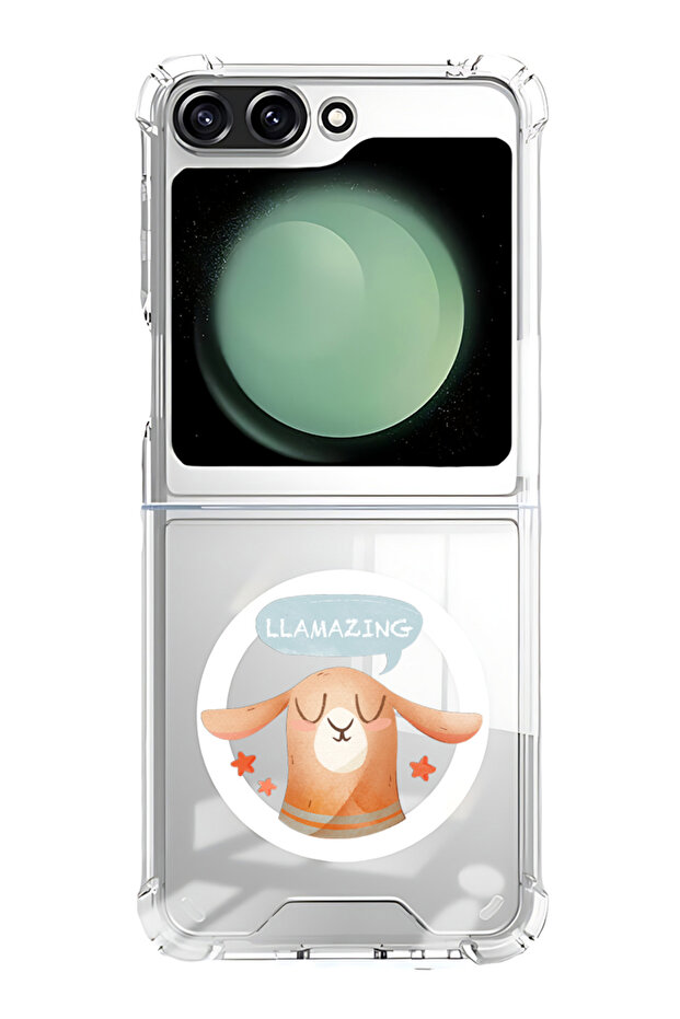 Case for Samsung Galaxy Z Flip 5 Compatible with MagSafe, Shockproof Bumper Case Llamazing lama