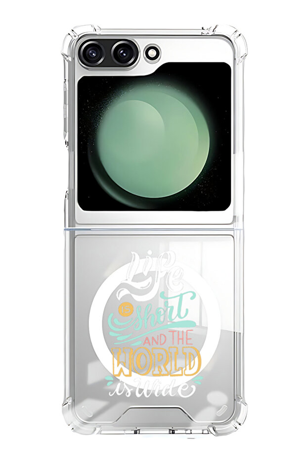Case for Samsung Galaxy Z Flip 5 Compatible with MagSafe, Shockproof Bumper Case life is short