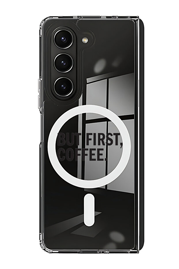 Case for Samsung Galaxy Z Fold 5 Compatible with MagSafe, Shockproof Phone Bumper Cover Coffee First